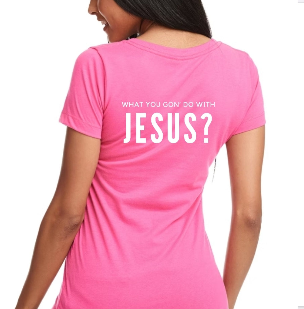Speak Up For Jesus - V-Neck Women's Fitted Short-Sleeved T-Shirt