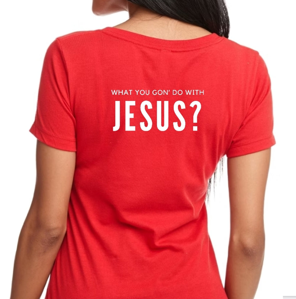 Speak Up For Jesus - V-Neck Women's Fitted Short-Sleeved T-Shirt