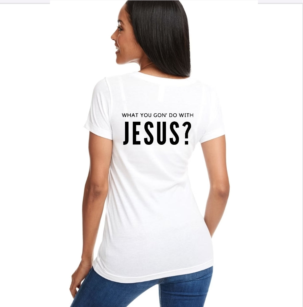 Speak Up For Jesus - V-Neck Women's Fitted Short-Sleeved T-Shirt