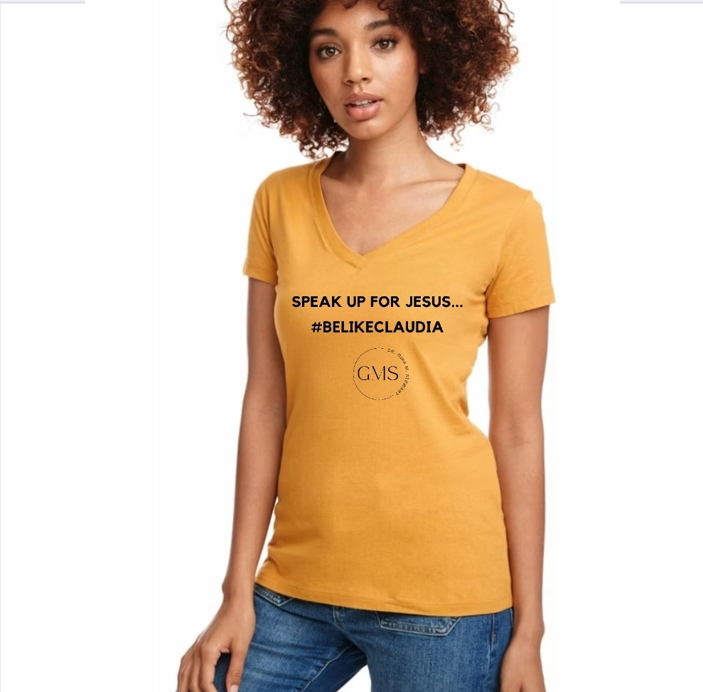 Speak Up For Jesus - V-Neck Women's Fitted Short-Sleeved T-Shirt