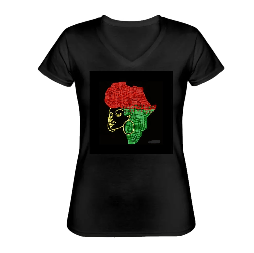 African Queen Rhinestone Short-Sleeve Tees