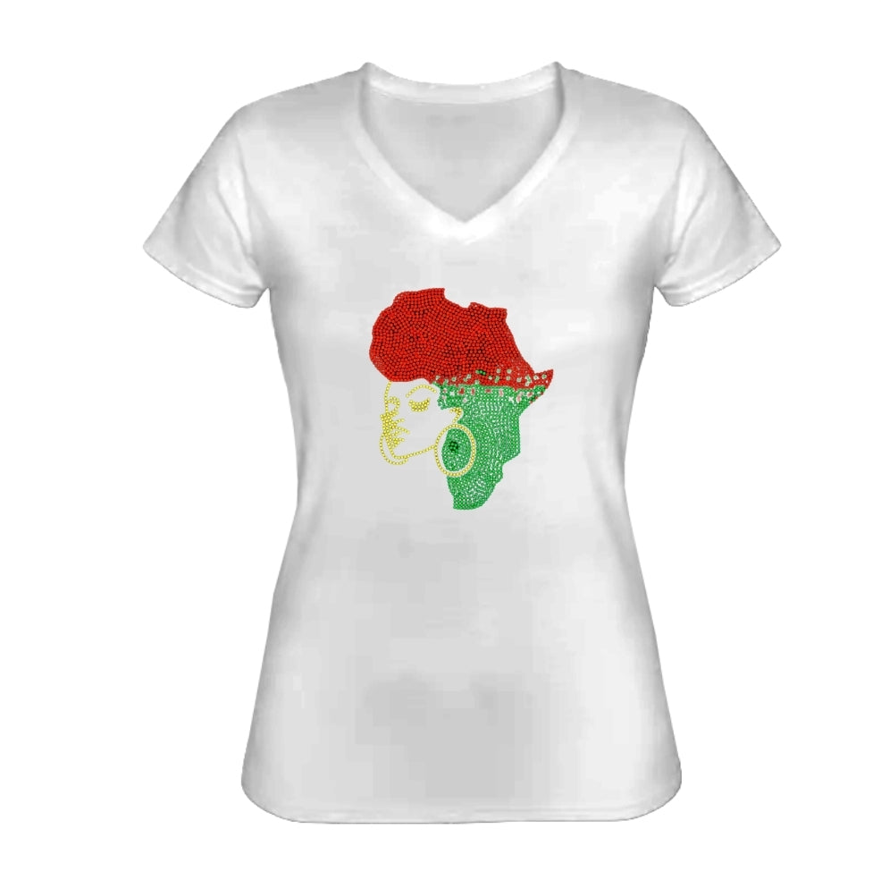 African Queen Rhinestone Short-Sleeve Tees