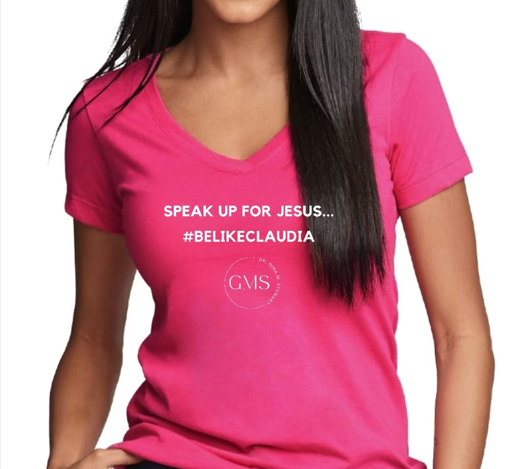 Speak Up For Jesus - V-Neck Women's Fitted Short-Sleeved T-Shirt