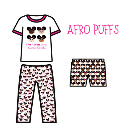 Cocoa Cutie Afro Puffs Affirmation Kid's Three-Piece Pajamas