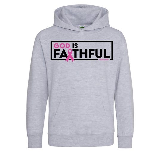 Clearance - God is Faithful Hoodie - Breast Cancer Awareness