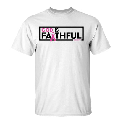 Clearance - God is Faithful Unisex Tee - Breast Cancer Awareness