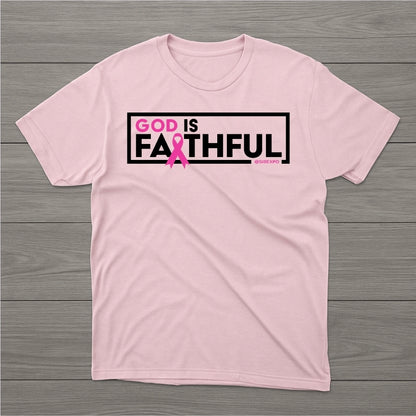 Clearance - God is Faithful Unisex Tee - Breast Cancer Awareness