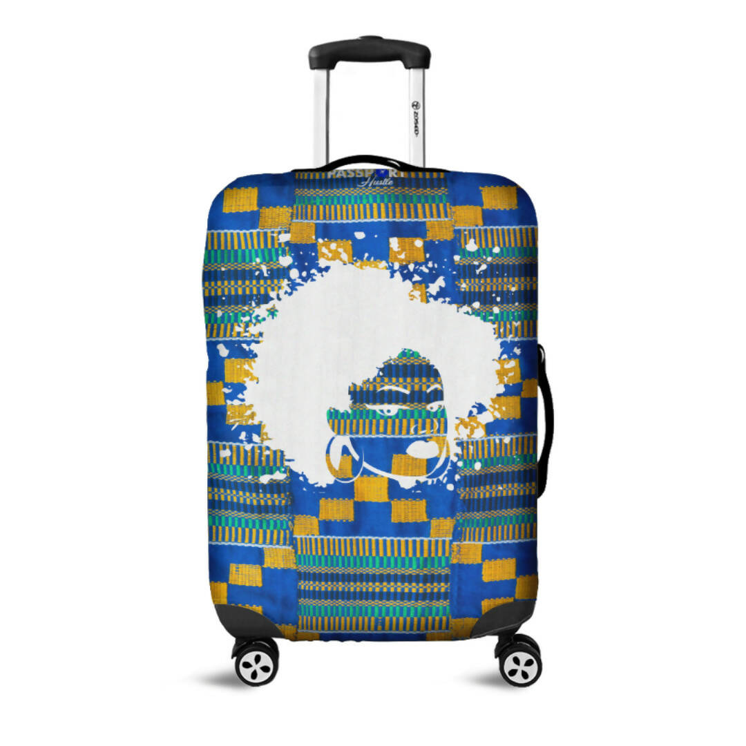 Luggage Cover - Blue Kente Cloth