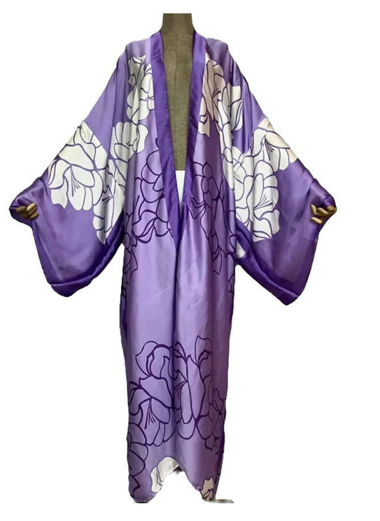 Purple & White Sexy Kimono