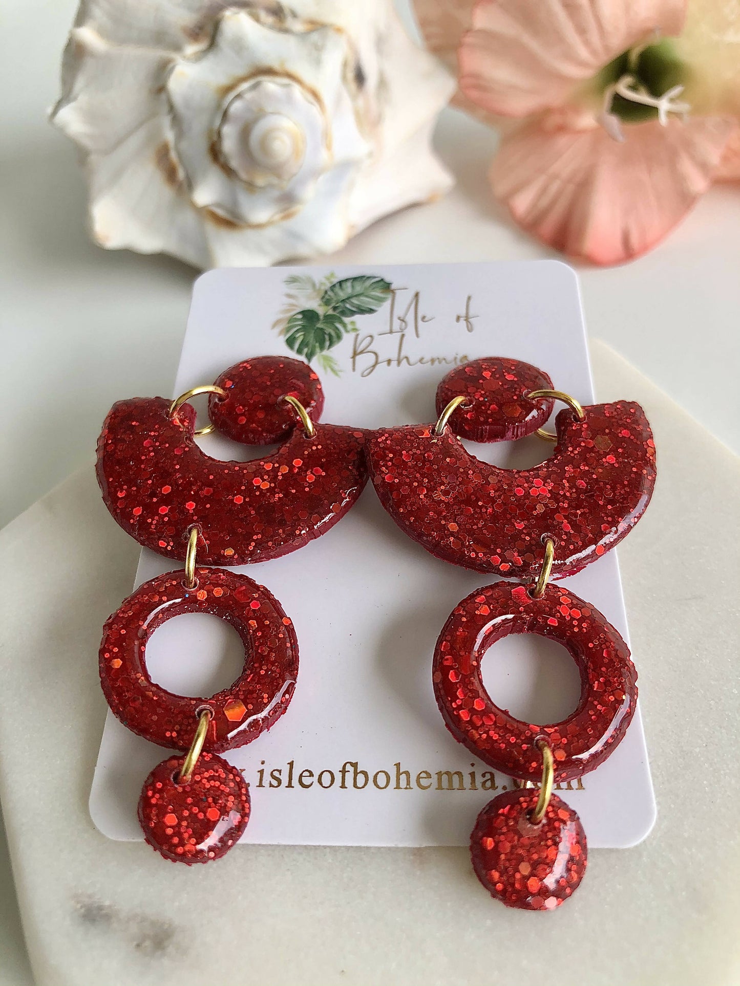 All That Glitters Earrings - Bright Red