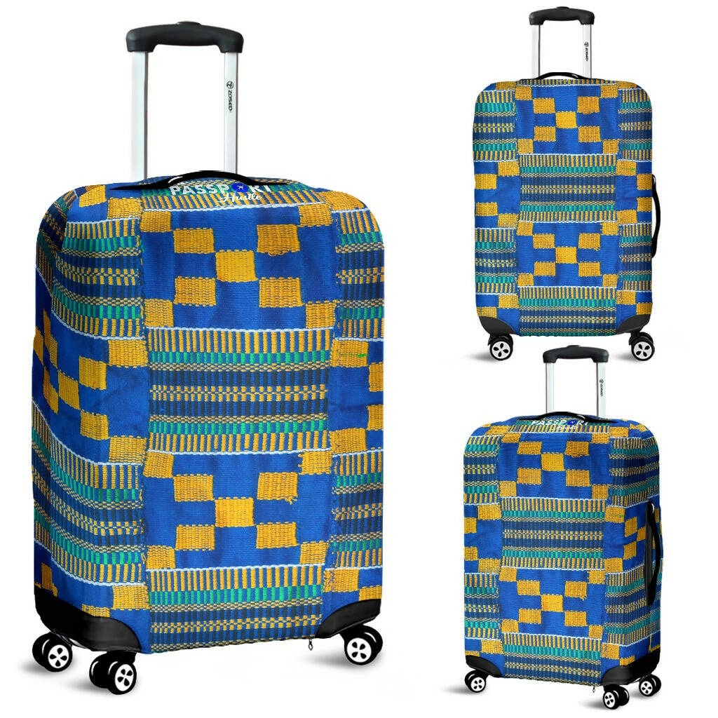 Luggage Cover - Blue Kente Cloth