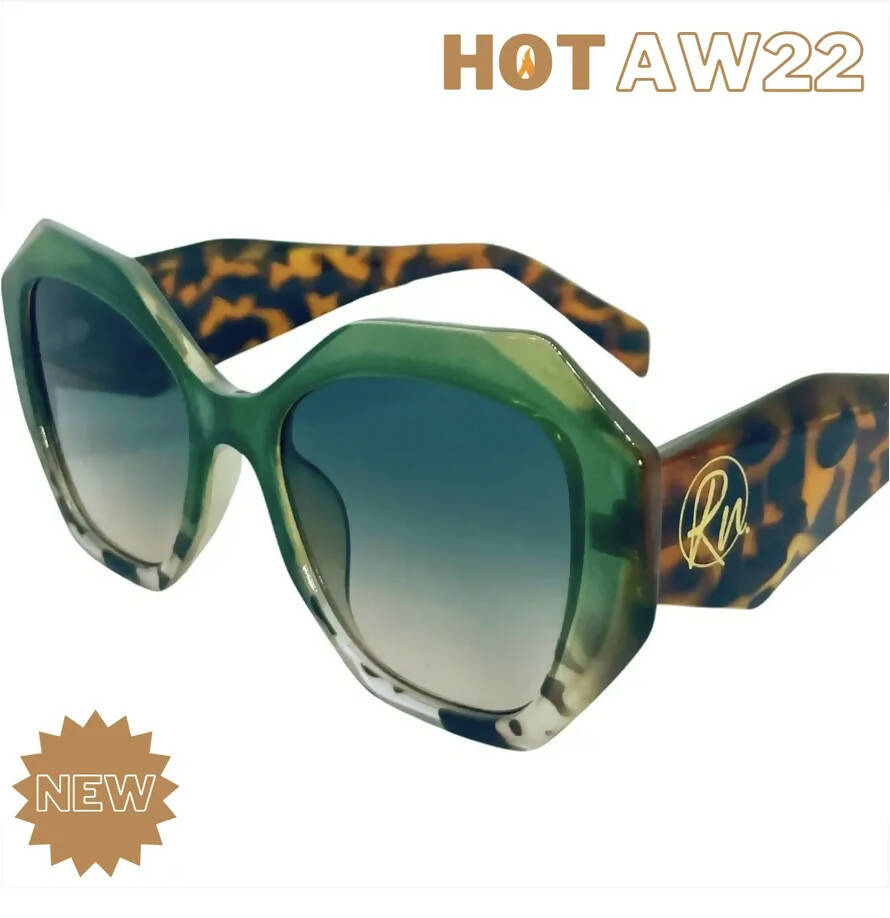 SWING MY WAY - RUBI NOIRE GREEN AND LEOPARD TAN SUNGLASSES