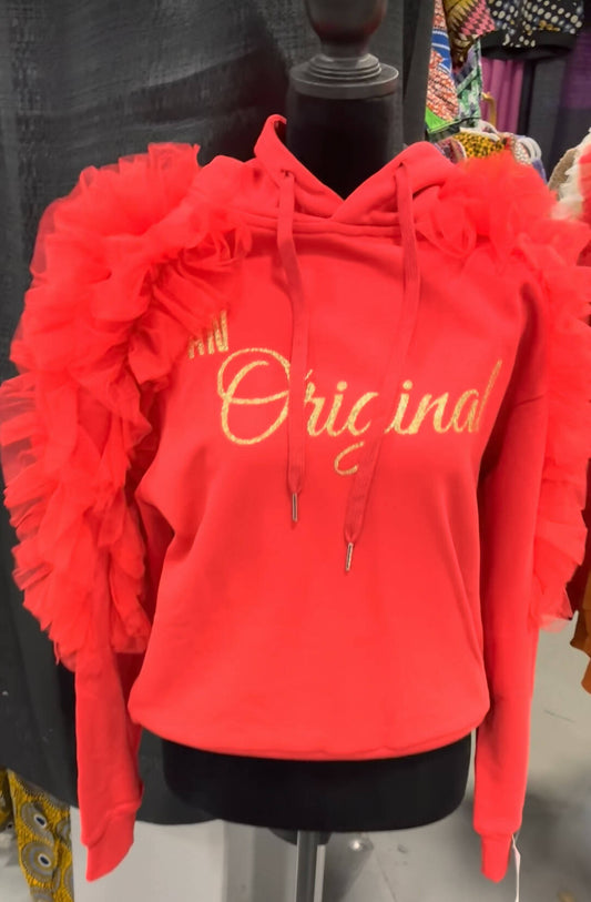 An Original Tulle Hoodie- Red