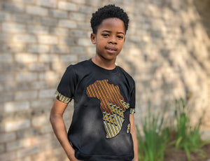 Kids' Unisex African Map Native T-Shirt Short Sleeve Black