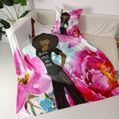 Black Girls Do Rock Throw Blanket