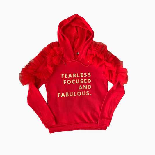 Fearless, Focused & Fab Tulle Hoodie - Red