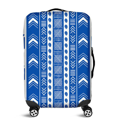 Luggage Cover - Blue and White Mud Cloth