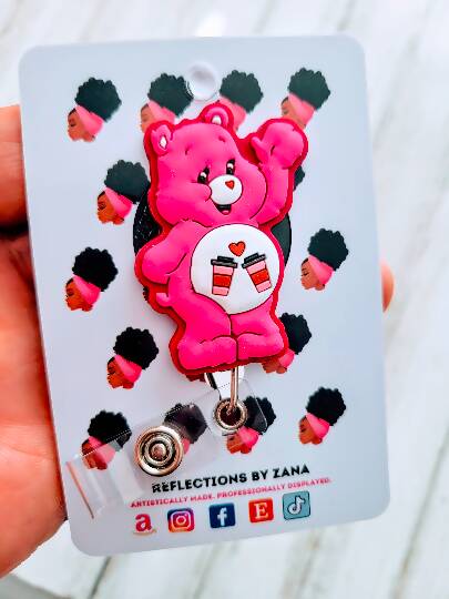 Pink Health Care Bears ID Badge