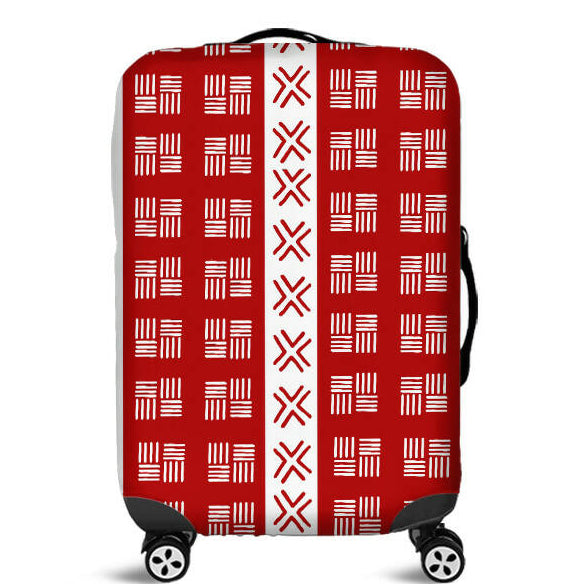 Luggage Cover - Red and White Mud Cloth