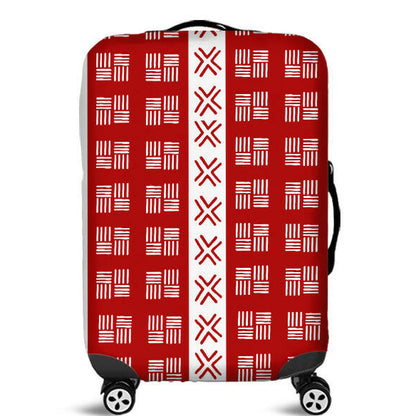 Luggage Cover - Red and White Mud Cloth