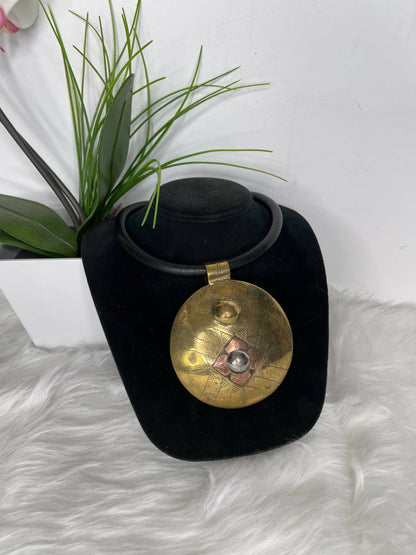 Amanirenas Leather With Bronze pendant Necklace