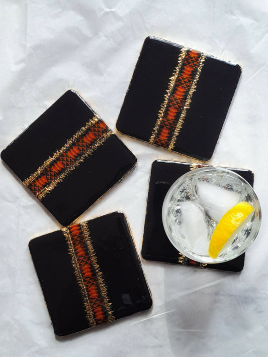 Resin8vibes Kente Coaster Set (4)