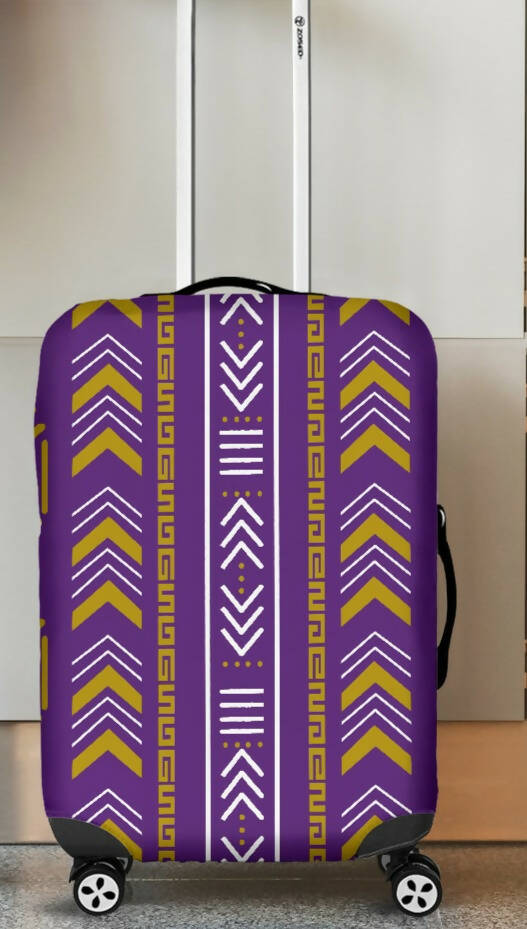 Luggage Cover - Purple and Gold Mud Cloth