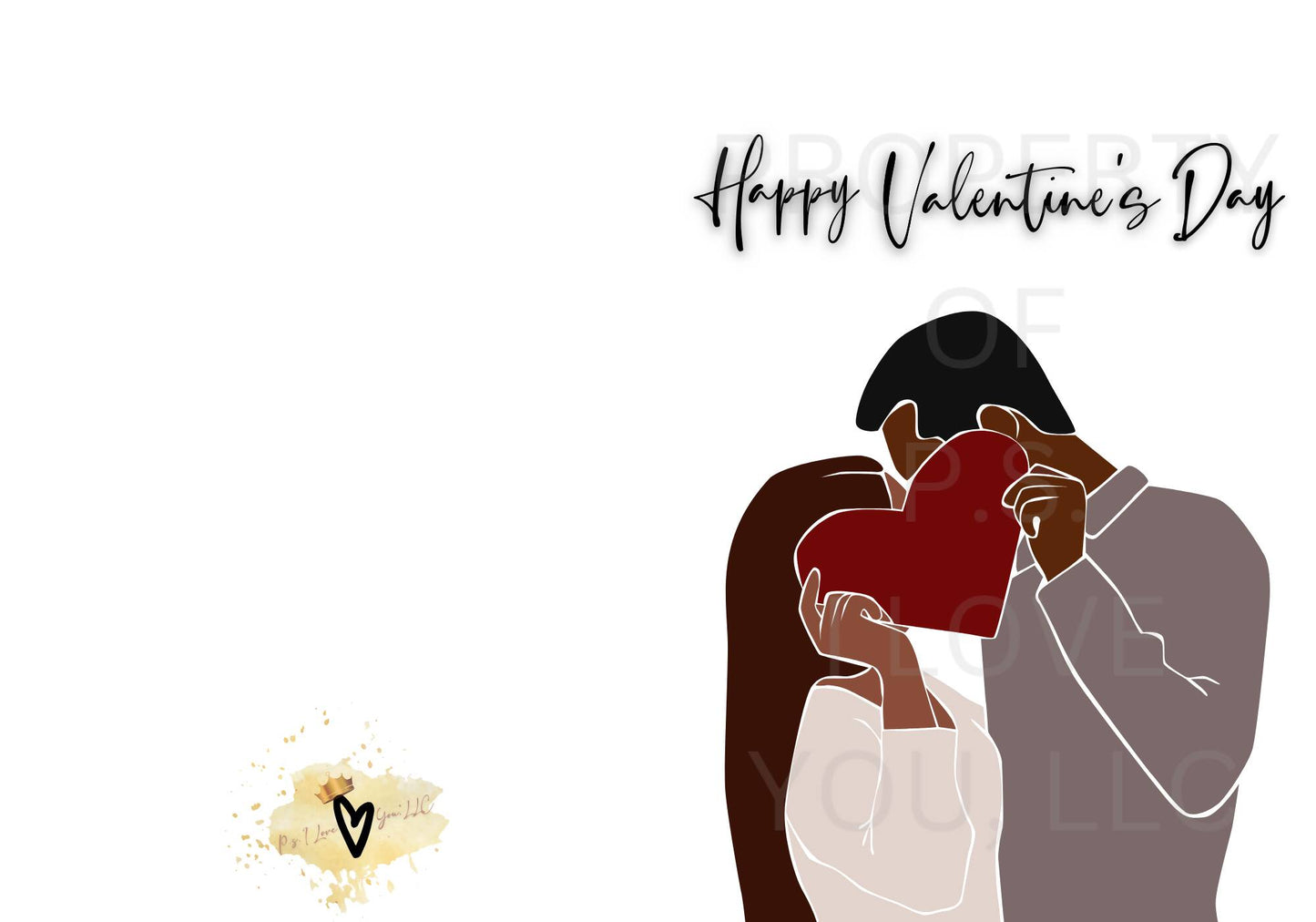 Happy V Day - Black Couple w/heart