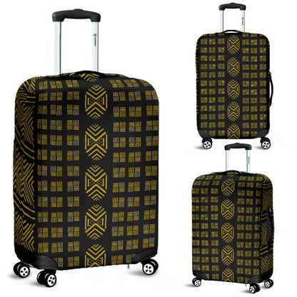 Luggage Cover - Black and Gold Mud Cloth