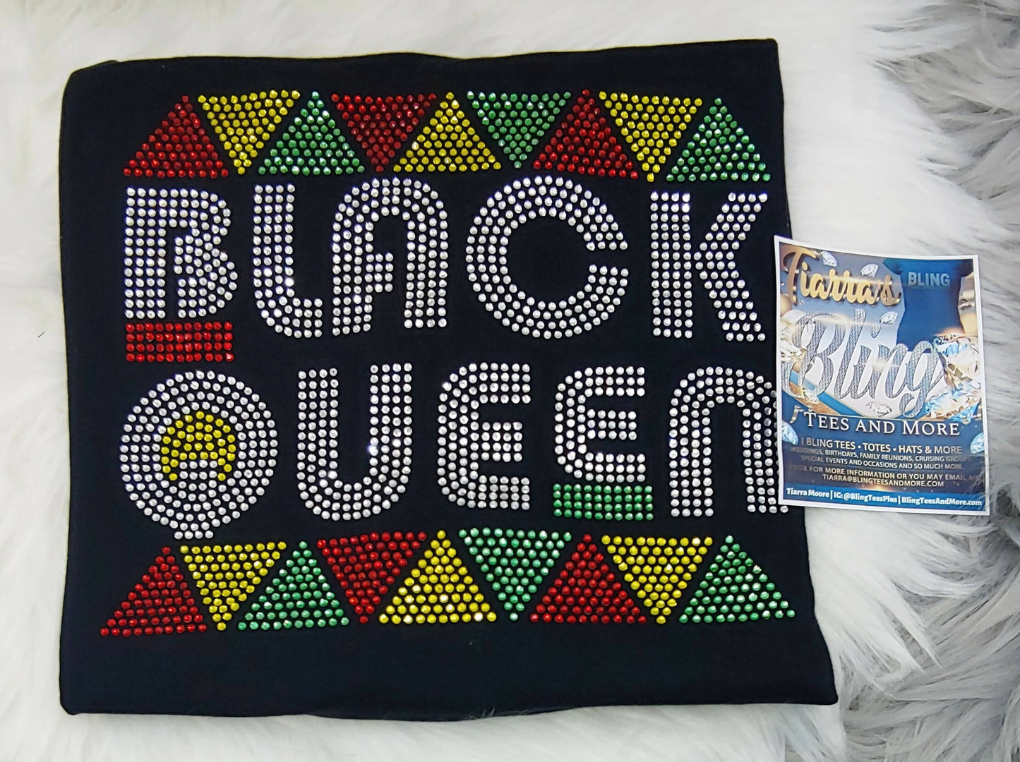 Black Queen Short-Sleeved Rhinestone T-Shirt