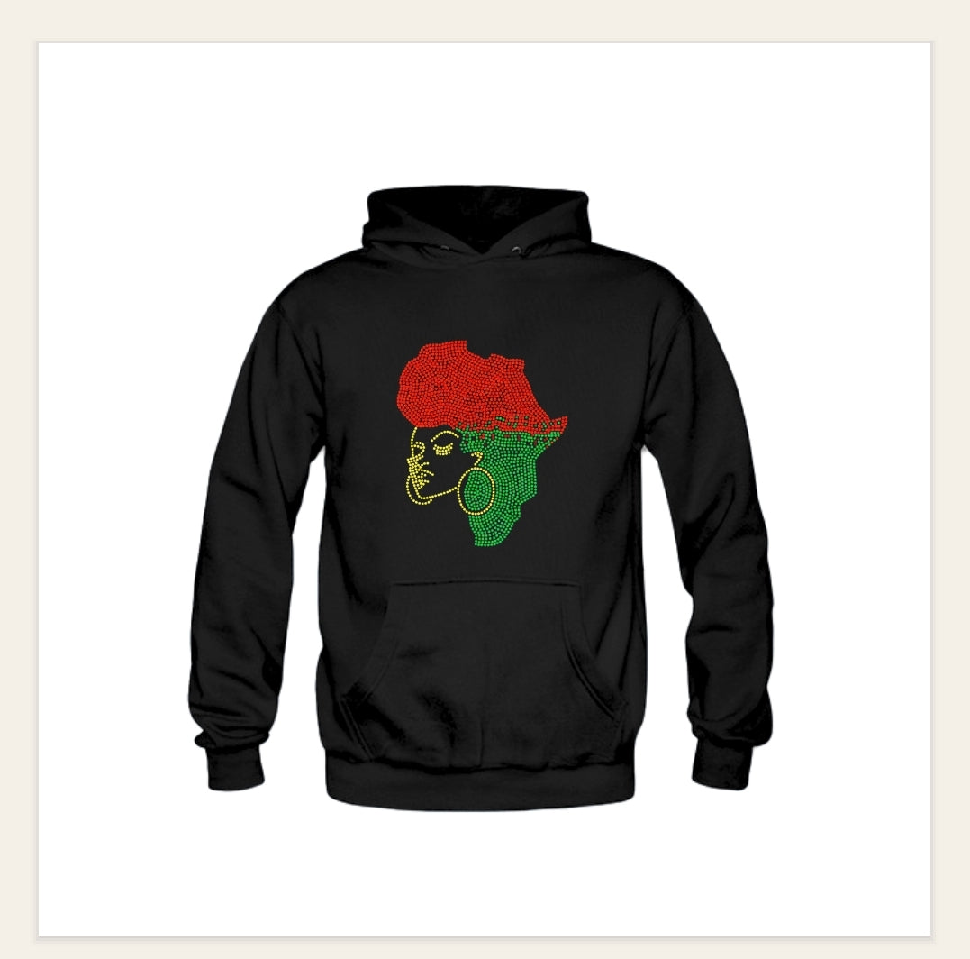 African Queen Rhinestone Sweatshirts & Hoodies