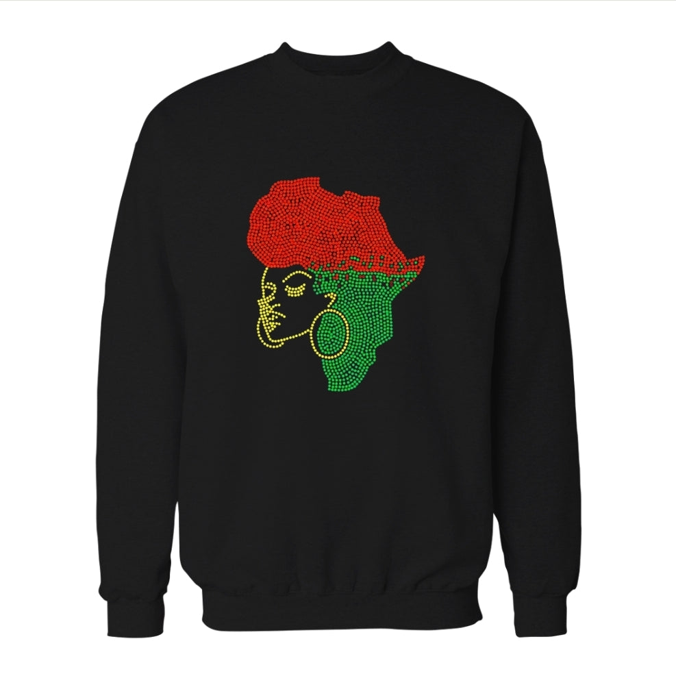 African Queen Rhinestone Sweatshirts & Hoodies