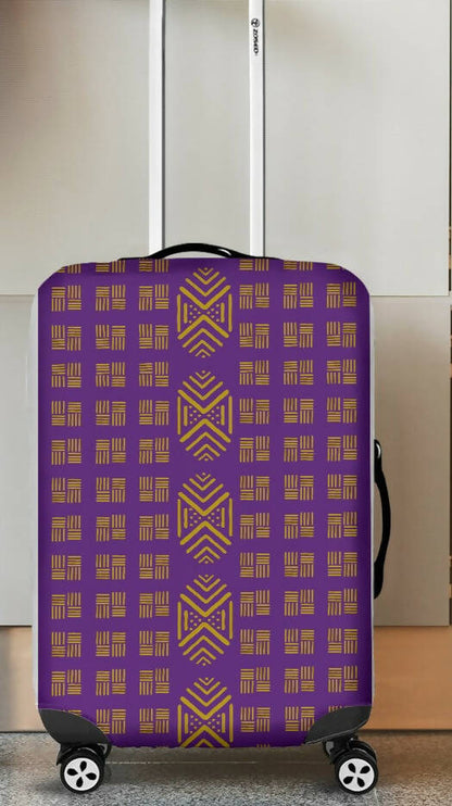 Luggage Cover - Purple and Gold Mud Cloth