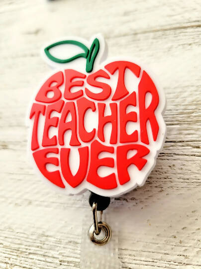 Best Teacher Ever Retractable ID Badge Reel