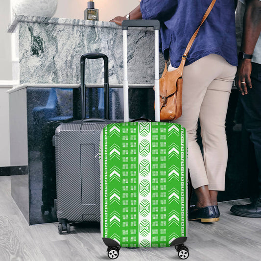 Luggage Cover - Green and White Mud Cloth