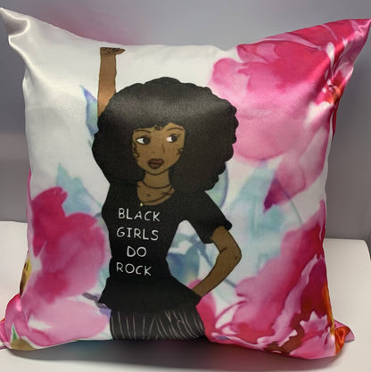 Black Girls Do Rock Throw Pillow