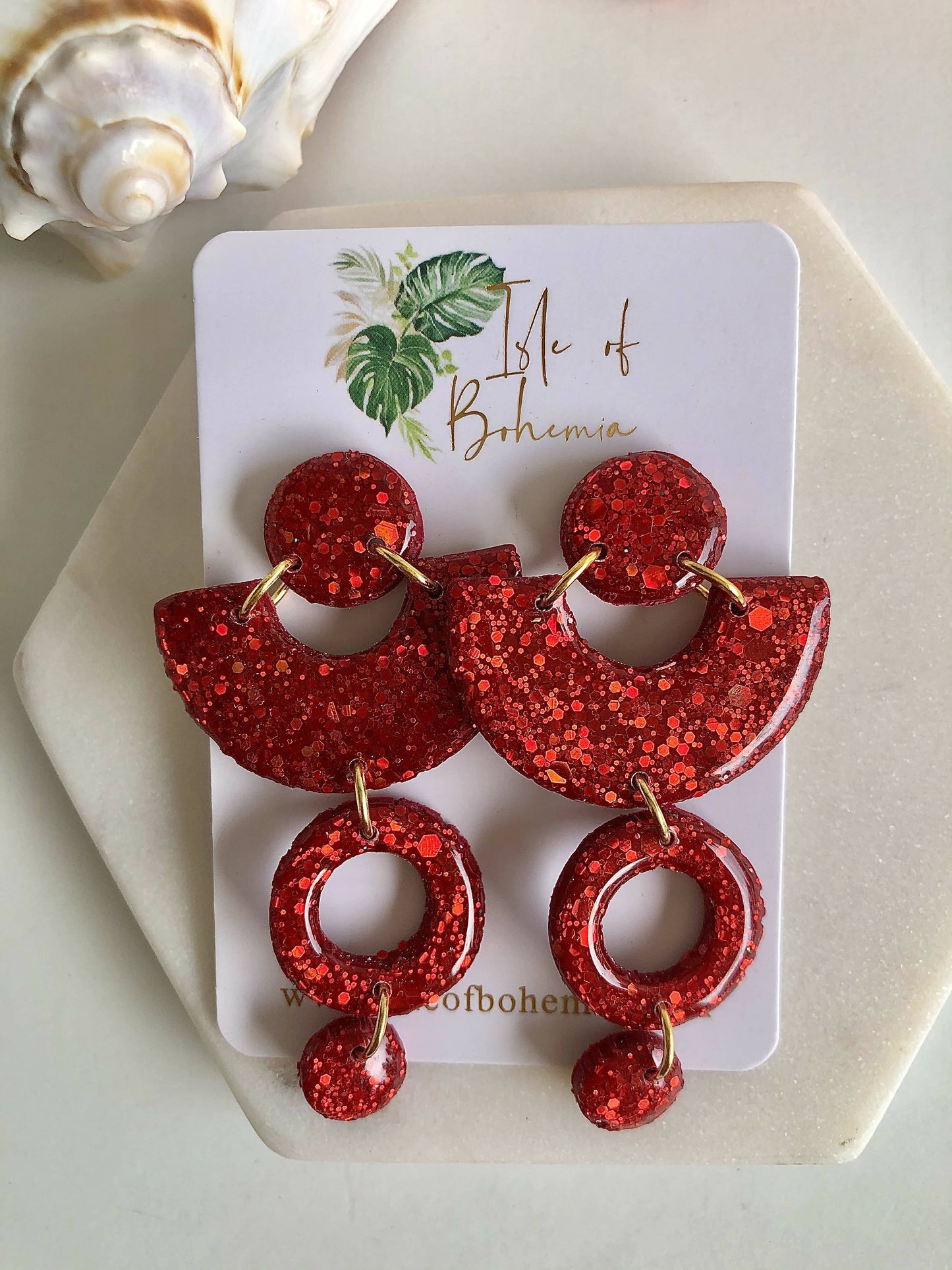 All That Glitters Earrings - Bright Red