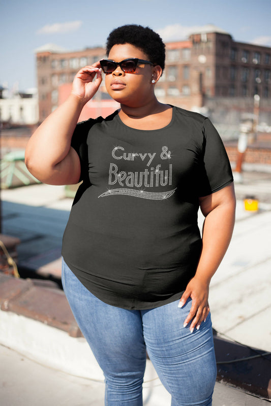 Curvy and Beautiful Rhinestone T-Shirt