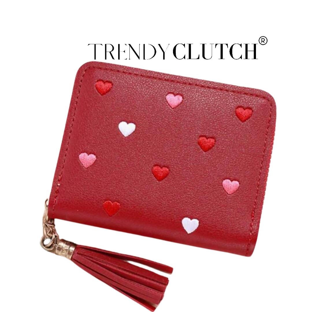 The Trendy Clutch " All Hearts" Mini Zipper Wallet