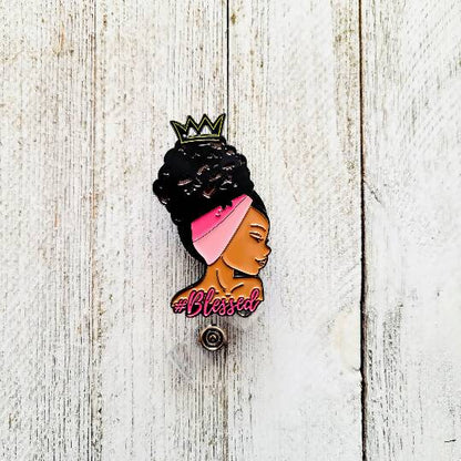 Blessed ID Retractable Badge Reel with Pink Headwrap