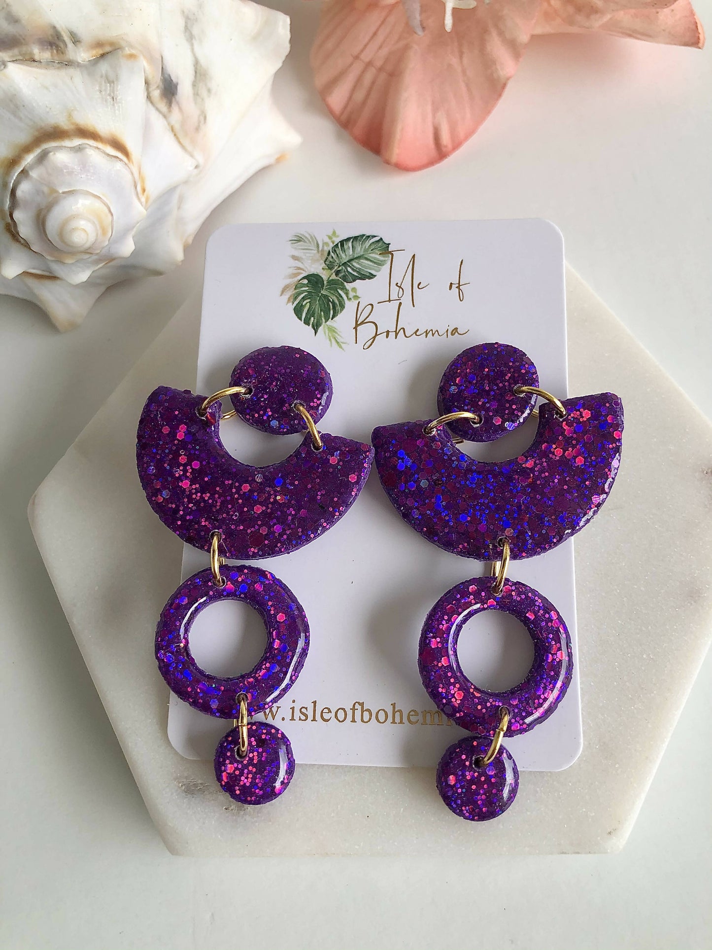 All That Glitters Earrings - Holographic Neon Purple