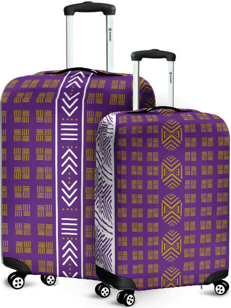 Luggage Cover - Purple and Gold Mud Cloth