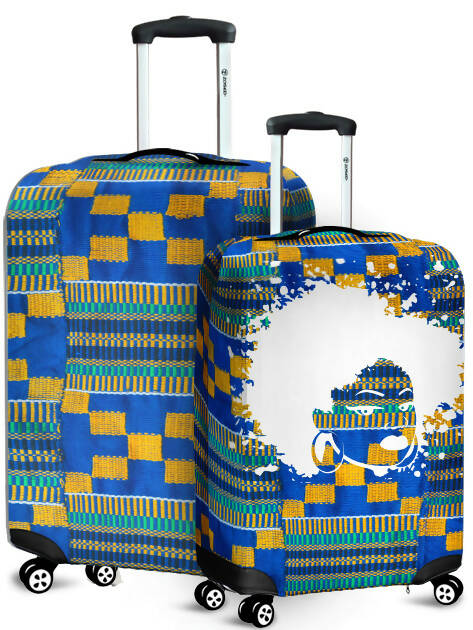 Luggage Cover - Blue Kente Cloth