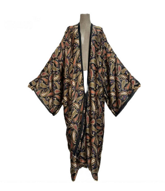 Black Multi-Color Sexy Kimono