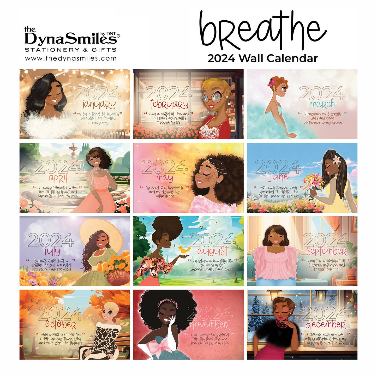 2024 Large Wall Calendar "Breathe"