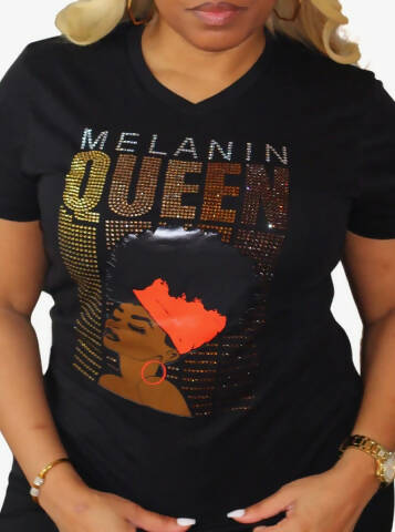 Rhinestone Melanin Queen Long-Sleeved Shirt