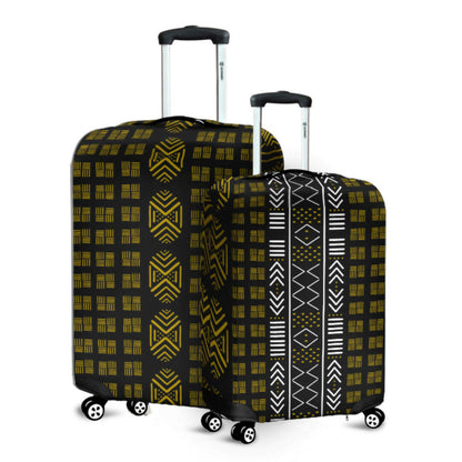 Luggage Cover - Black and Gold Mud Cloth